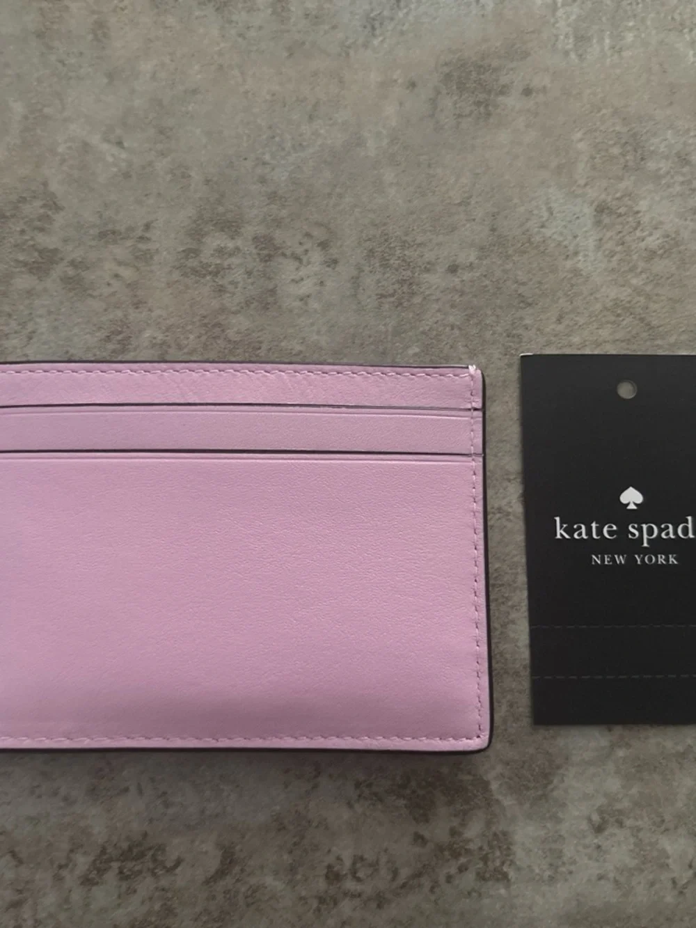 kate spade Lilac Leather Card Holder with Silver Logo
